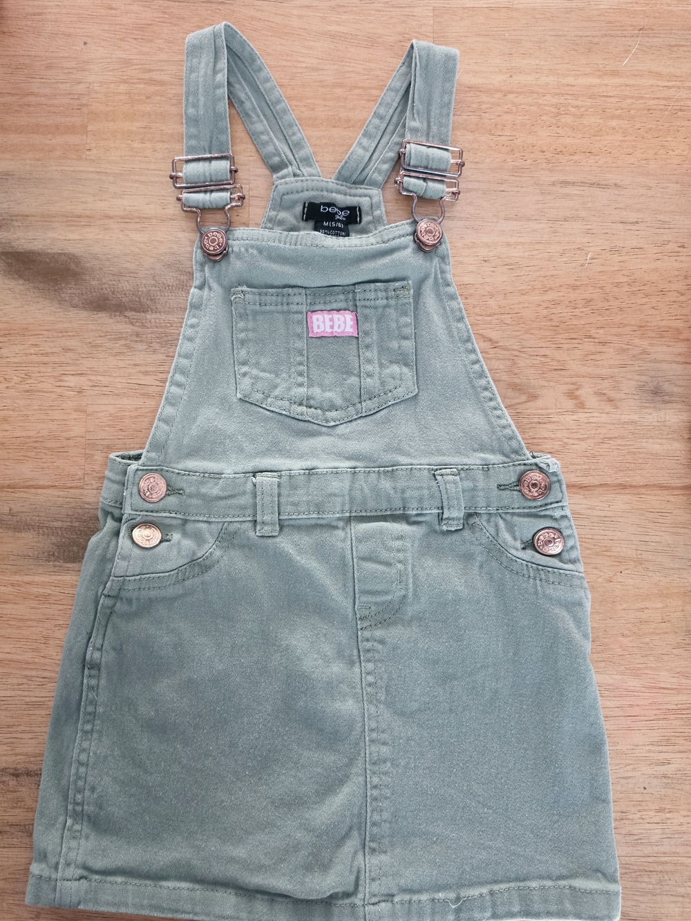 BEBE Sage Green Girls Overall Skirt with Pink Logo